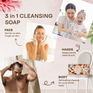 Flower Dance Trio – Premium Gift Soap Set (3 x 7oz Bars) – Floral Scented, Triple-Milled Natural Bath Soaps with Shea Butter