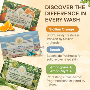 Premium 6 Bars Natural Soap Gift Set Packed in Magnetic Gift Box – Premium Floral & Citrus Scented Soaps (7oz Each) – Triple-Milled, Shea Butter-Enriched Gift for Women & Men