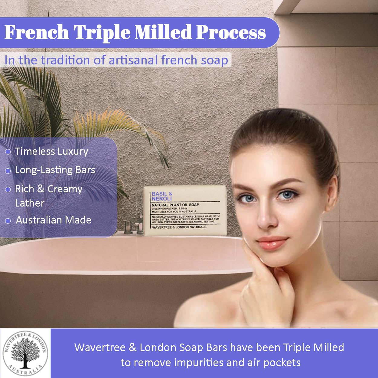 Basil & Neroli Scented Natural Soap Bars [100% Naturally derived]