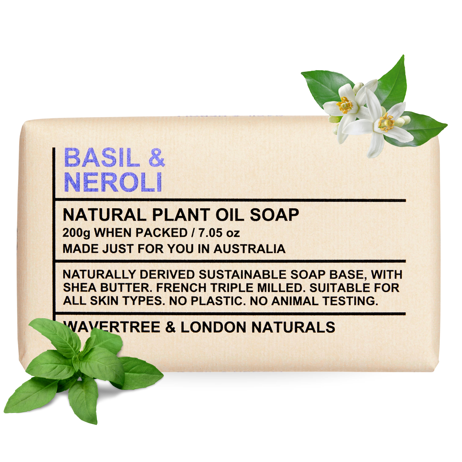 Basil & Neroli Scented Natural Soap Bars [100% Naturally derived]