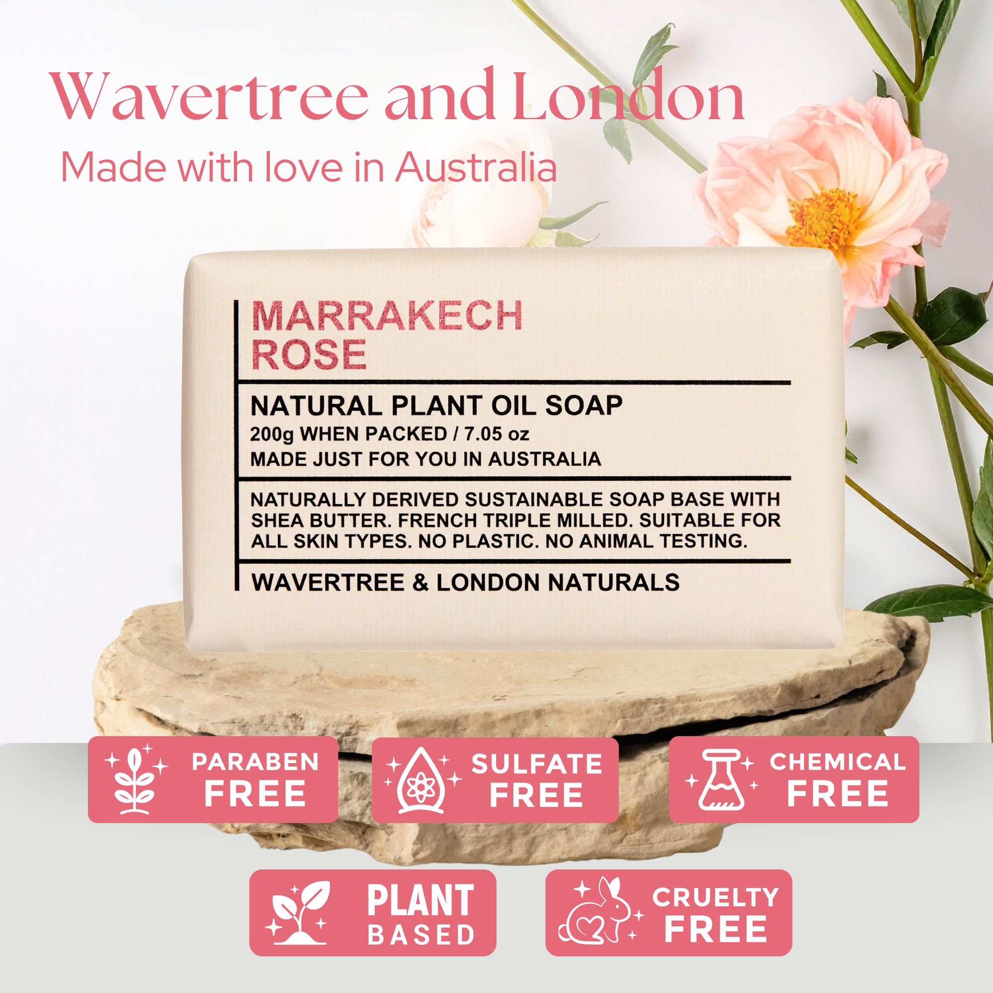 Wavertree & London Marakech Rose Scented Natural Soap Bars [100% Naturally derived]