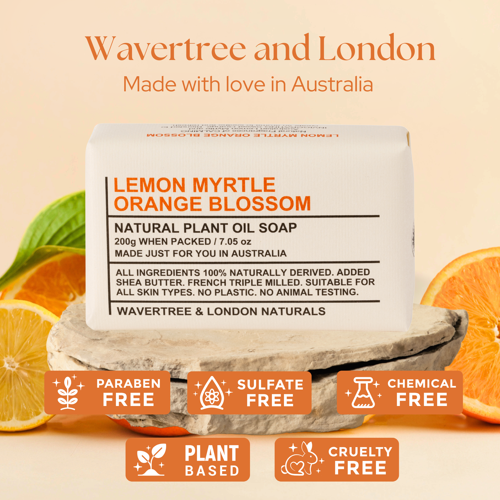 Lemon Myrtle and Orange Blossom Soap Bar 200g